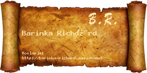 Barinka Richárd névjegykártya